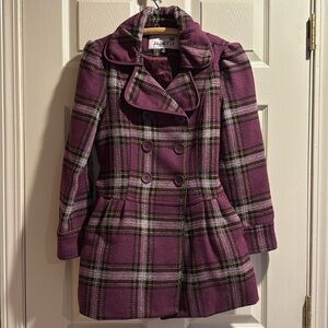 Sugarfly Purple Plum Plaid Winter Coat